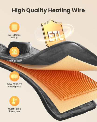 iDOO electric heating pad with digital controller showing adjustable heat settings.