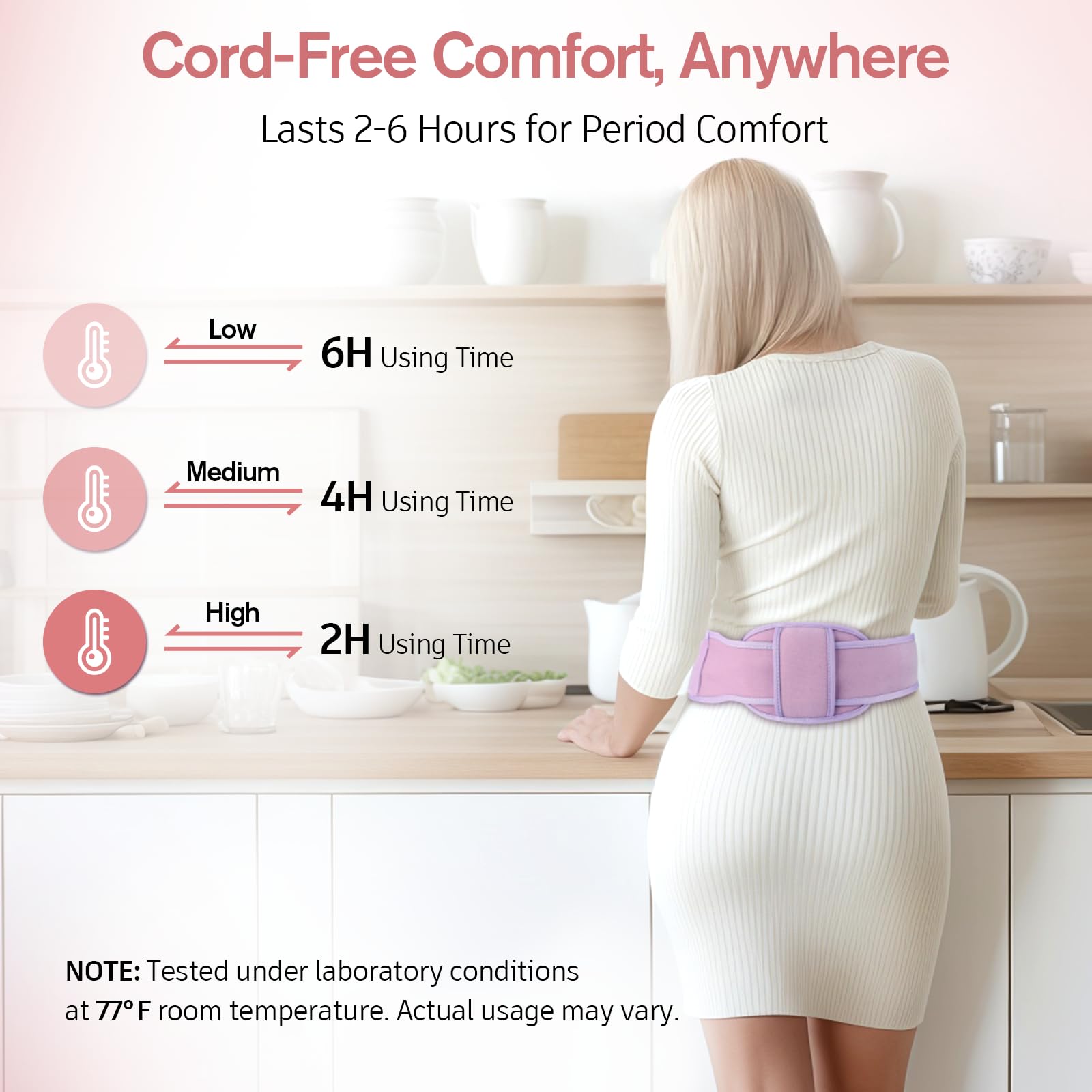 Side profile of the Comfytemp dual zone period heating pad highlighting its ultra thin design under clothing.