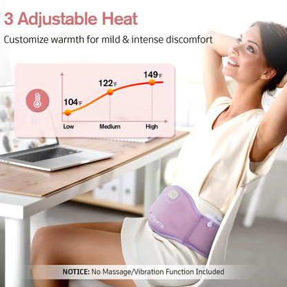 Close up view of the expanded dual heating zones on the Comfytemp abdominal thermal belt for women.