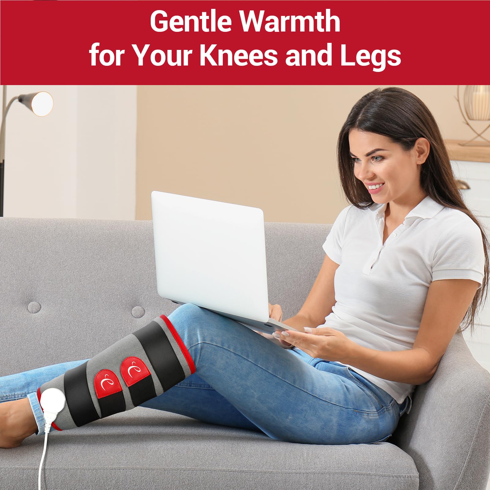 Comfytemp orthopedic heat belt wrapped around a knee joint for physical therapy