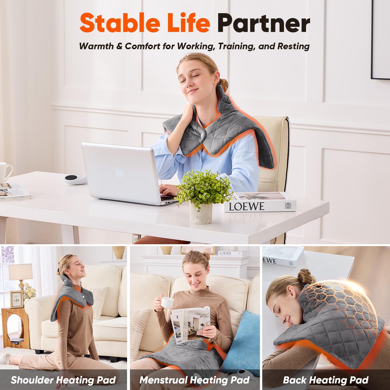 OCTROT electric blanket pad spread out showing full dimensions for back and belly use