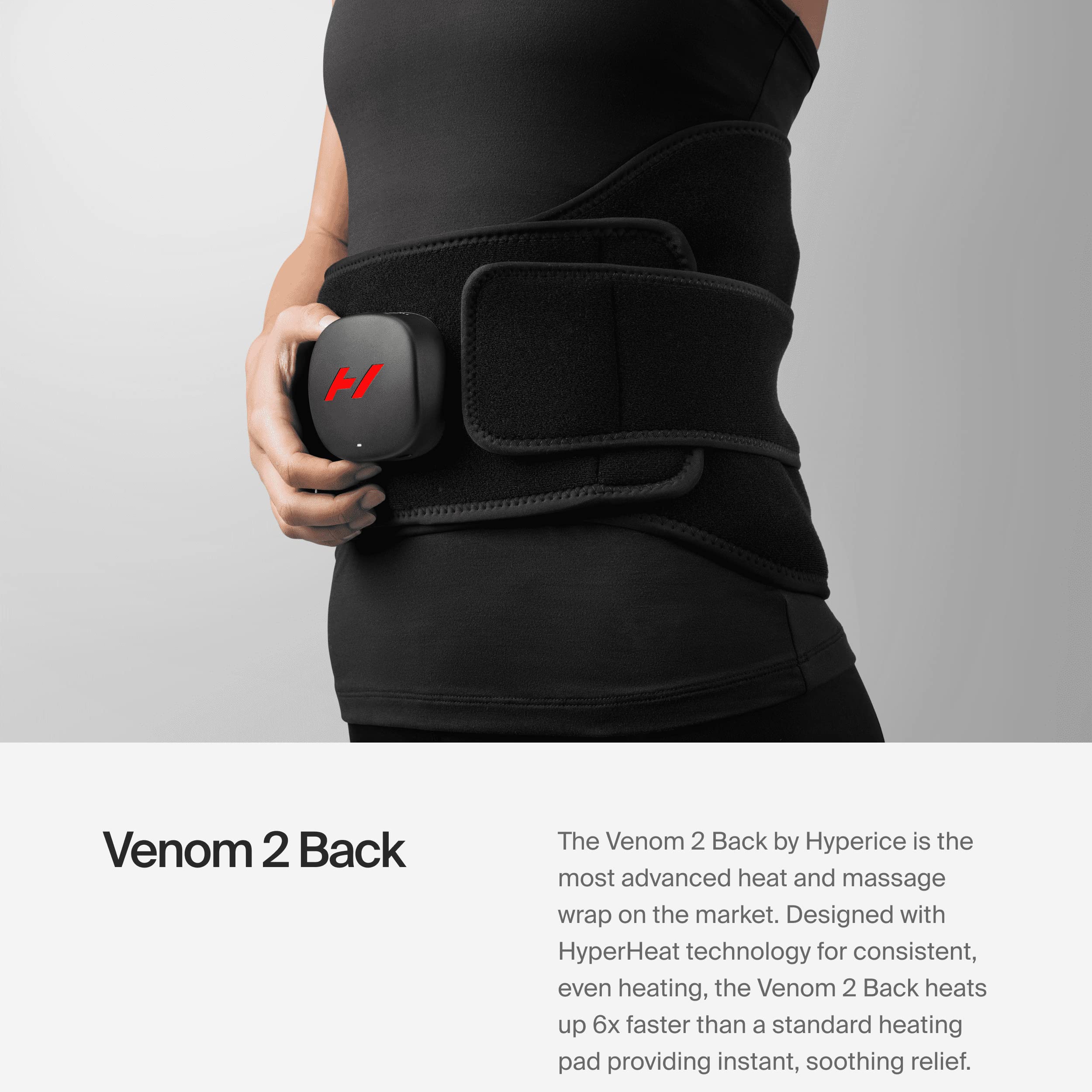 Close up view of the adjustable compression strap on the premium wearable heating pad.