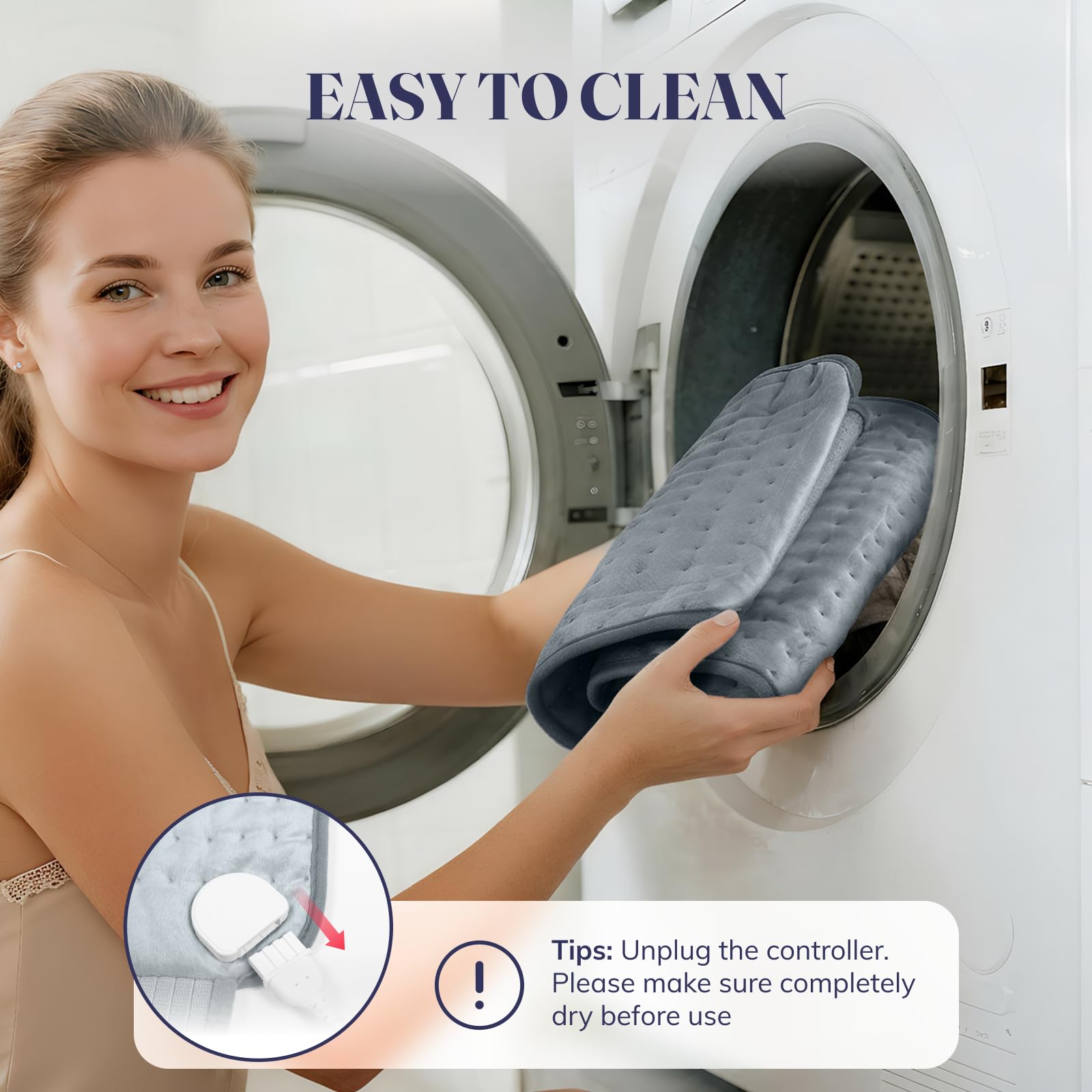 LITLISFlY moist heating pad being lightly sprayed with a fine water mist for deep tissue relief.