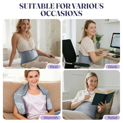 LITLISFlY large size electric heat pad laid flat displaying full coverage for neck and shoulders.