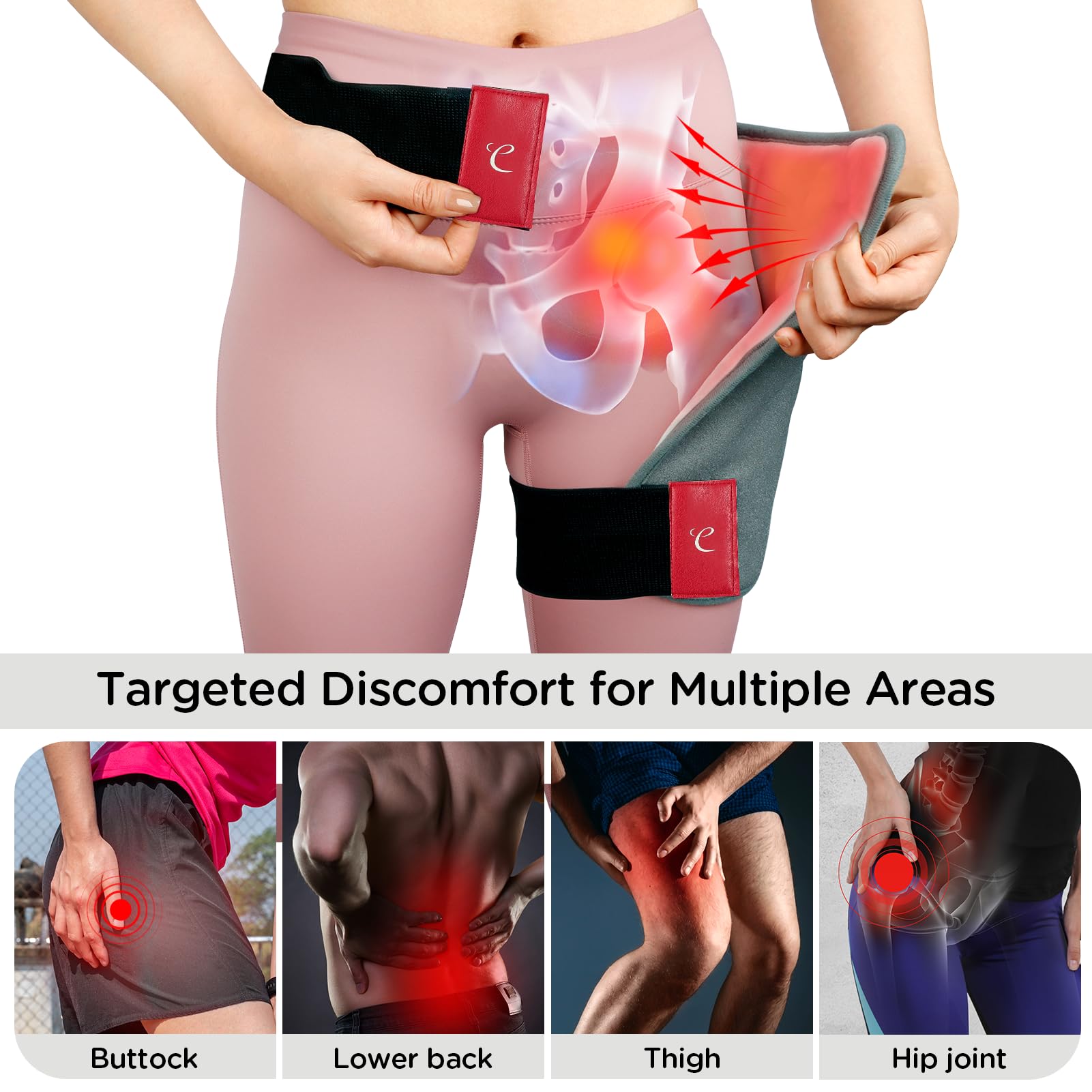 Comfytemp electric orthopedic brace illustrating the adjustable strap closure system.