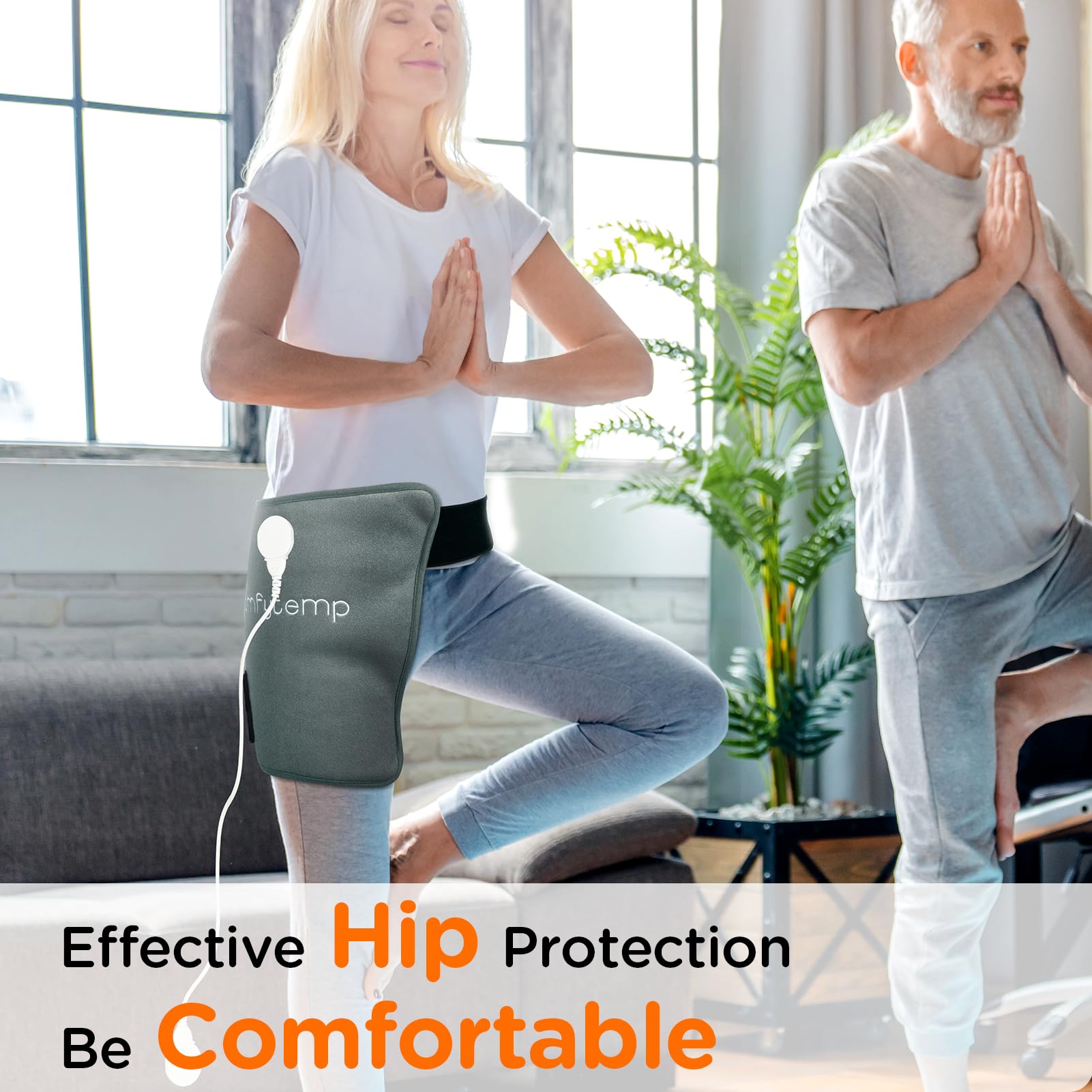 Comfytemp machine washable health care heat wrap showing detached cord step.