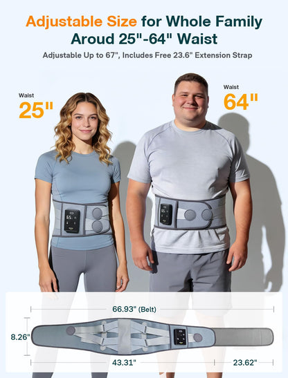ALLJOY cordless back pain belt package components including the extension band.