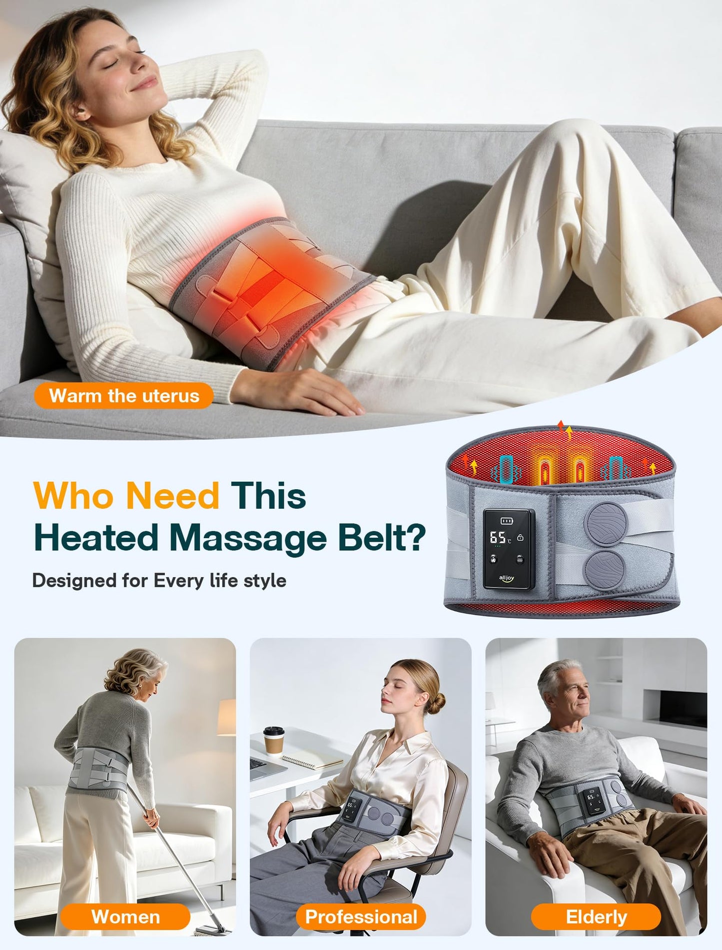 ALLJOY back massager showing the plush interior lining fabric for sensitive skin.