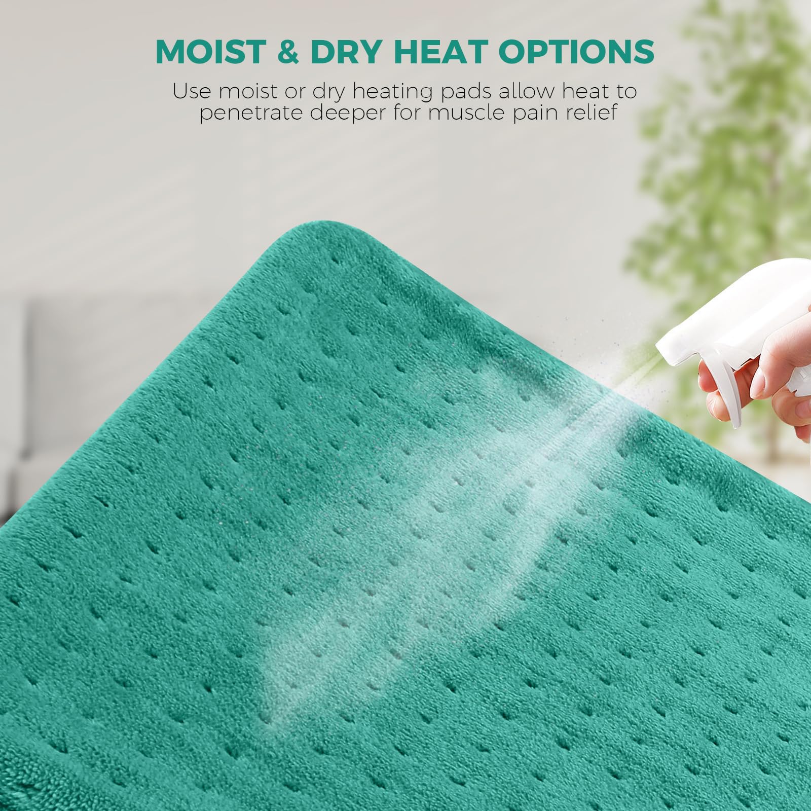 NOWWISH menstrual cramp relief pad being applied to the abdomen area.