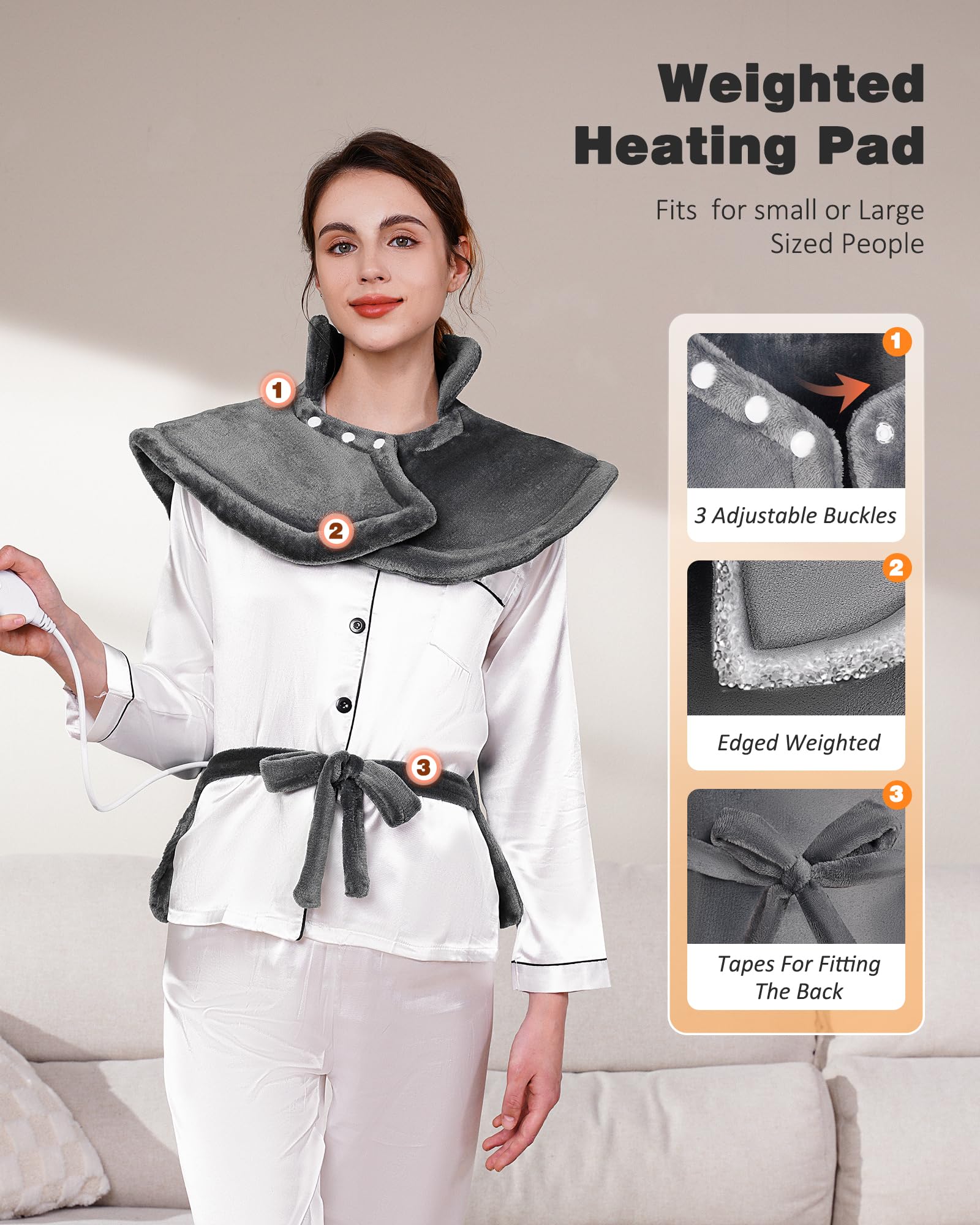 Soft microplush fabric texture of the wearable electric pad demonstrating its skin friendly material quality.