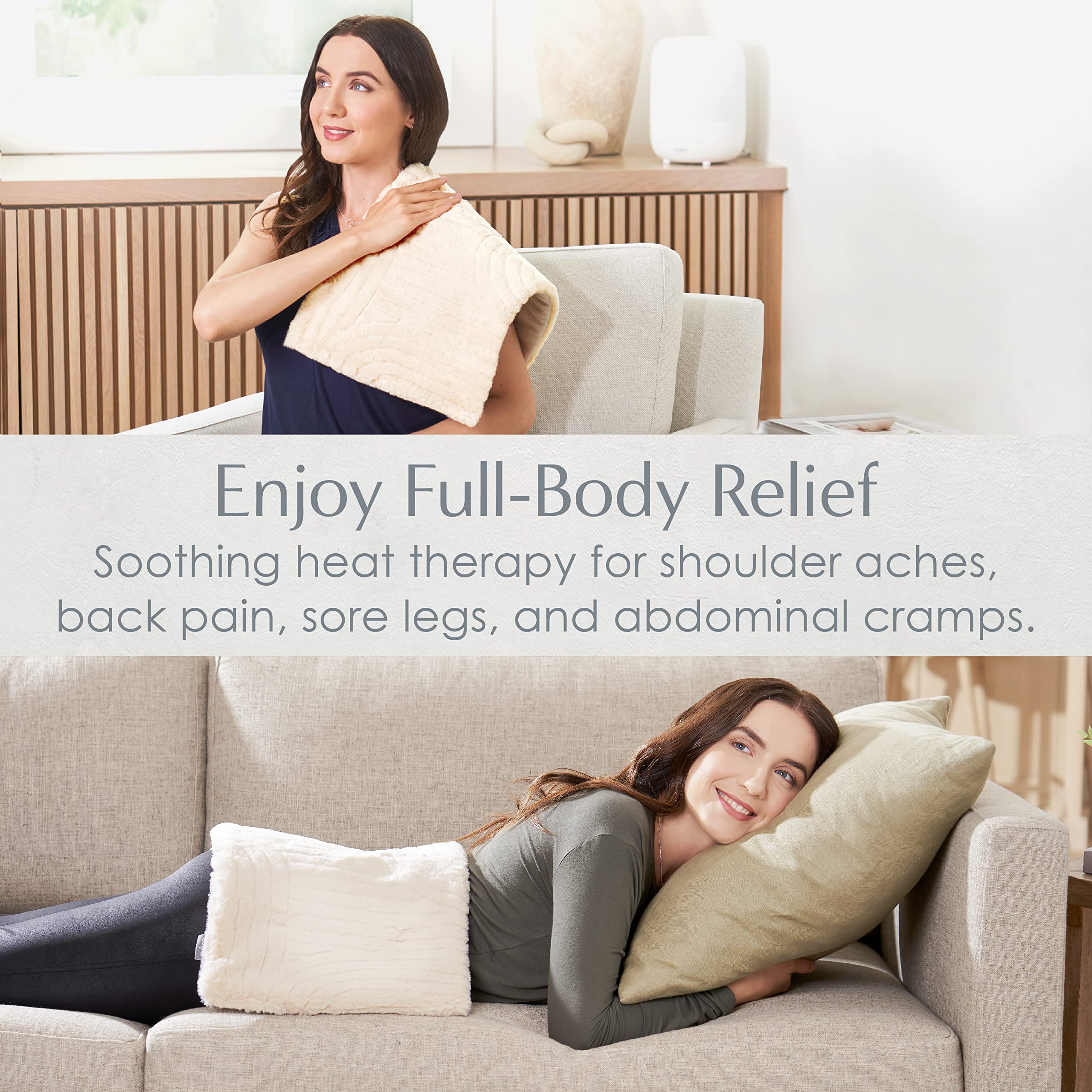Close up view of the patented embossed stitching and micromink material on the PureRadiance heating pad.