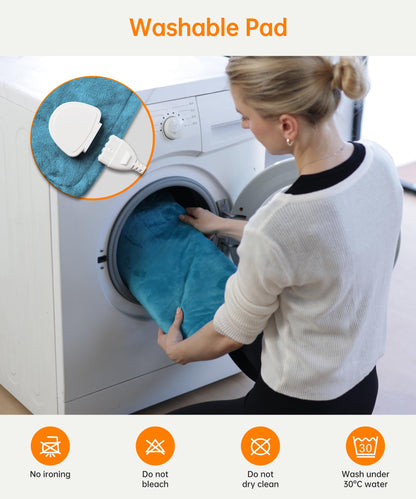 Demonstration of detaching the power cord controller before machine washing the e-commerce item.