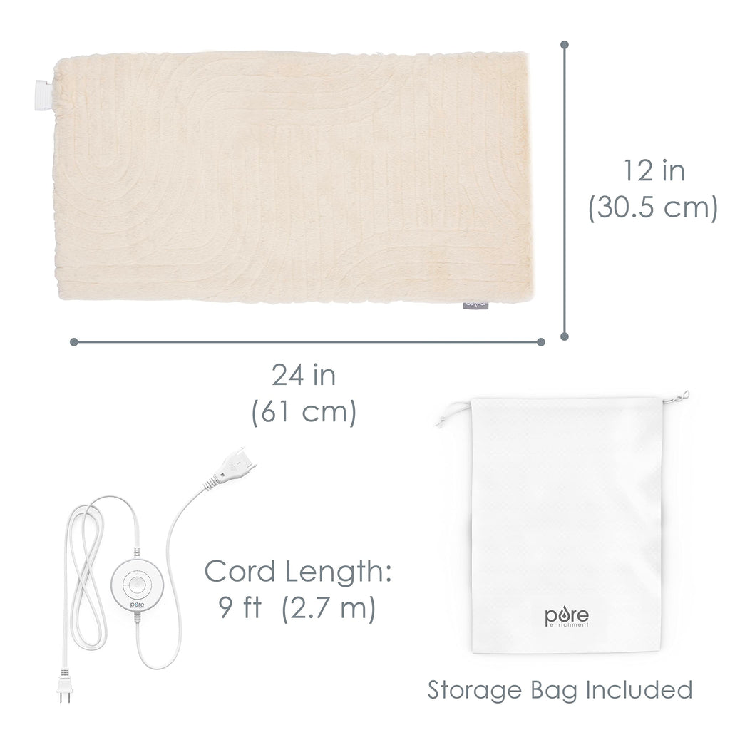 Detached cord and controller showcasing the machine washable fabric components of the luxury heating pad.