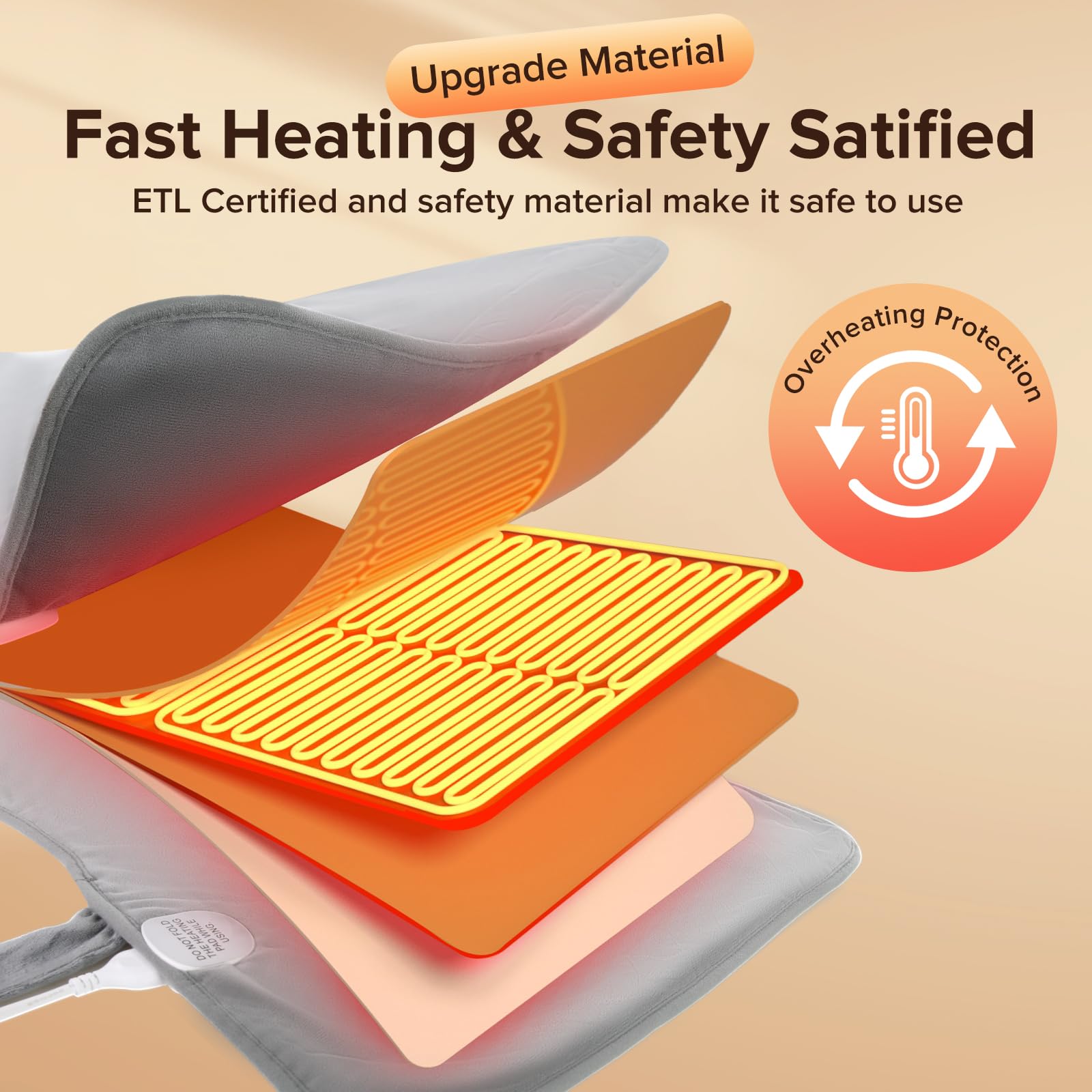 Digital controller of the weighted heating pad displaying five adjustable heat levels