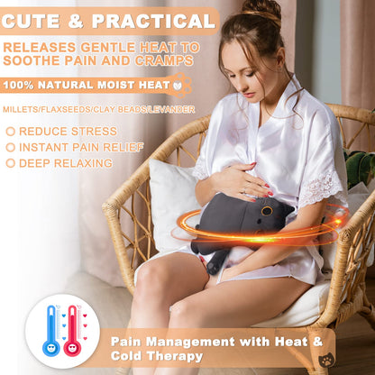 Rienkaco moist microwavable hot pack displaying sixteen by twelve inch dimensions for back and neck pain