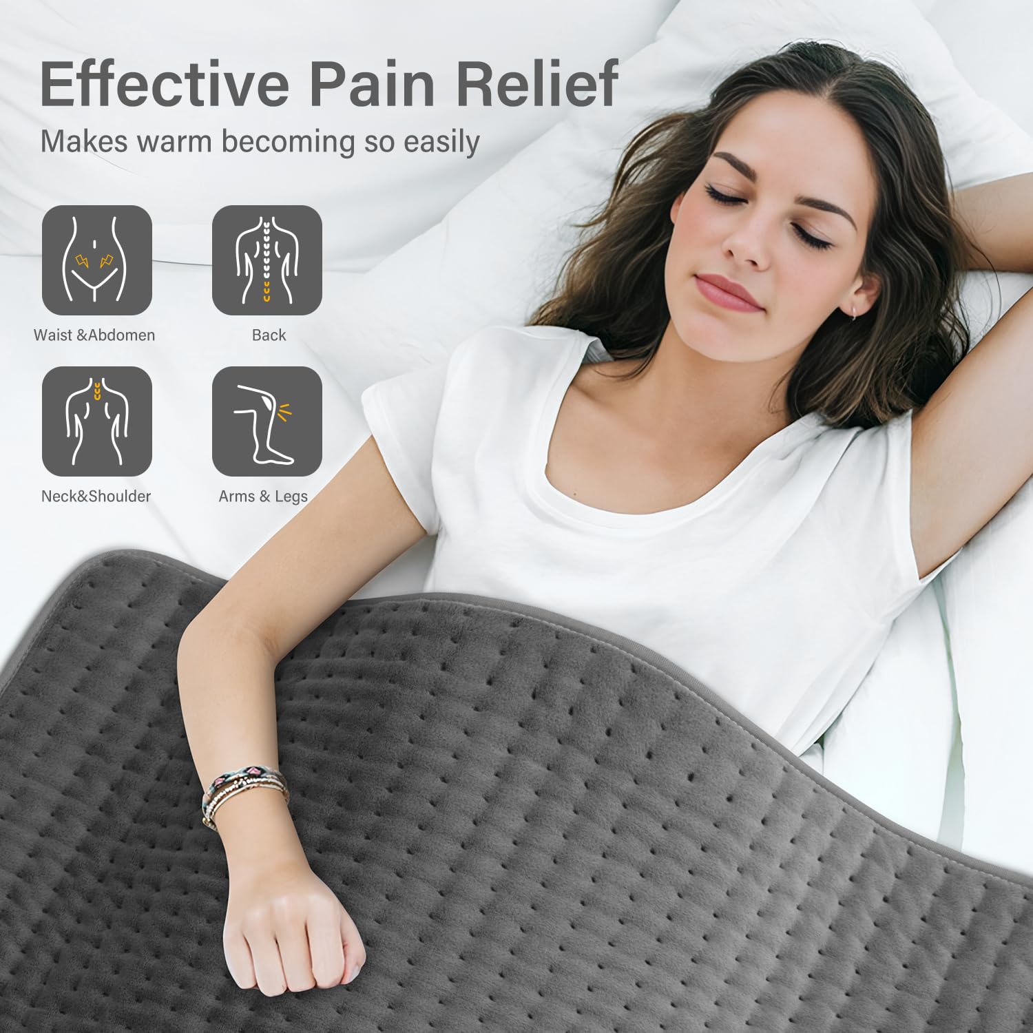 Luwanda large heating pad applied to the abdominal area for soothing period cramps comfort