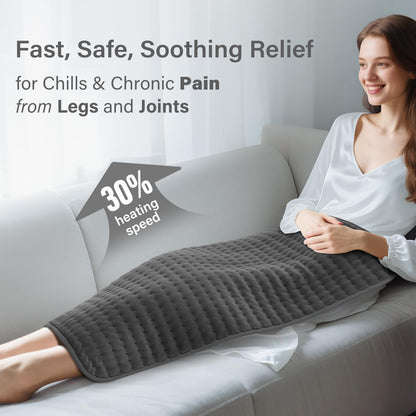 XXXL electric heating pad layout showing full coverage dimensions for shoulders neck and legs