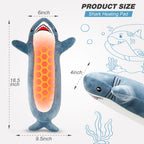 HOTHUGZ shark stuffed animal showing the automatic timer button interface for heat level selection