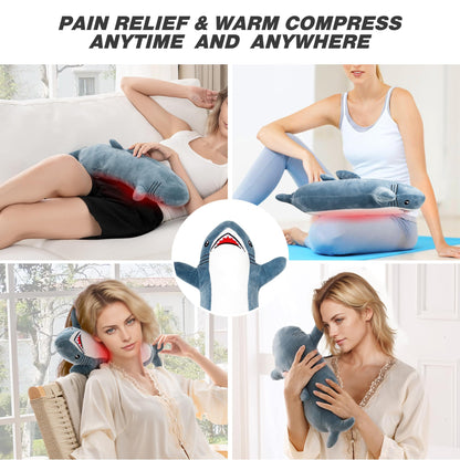 HOTHUGZ portable heating cushion being used on a shoulder to relieve tight muscle stiffness