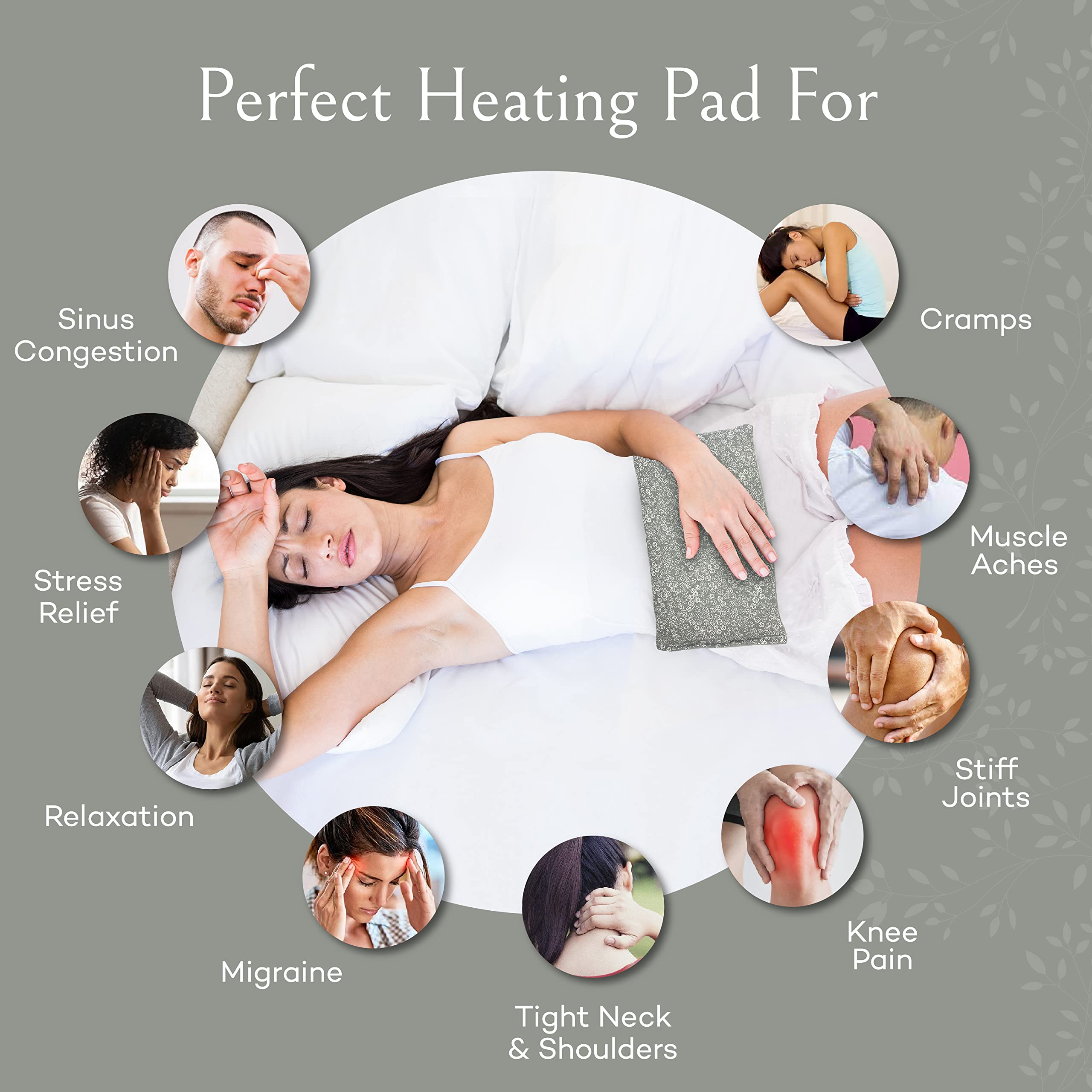 Sacksy Thyme hot compress applied to a person lower back for pain relief