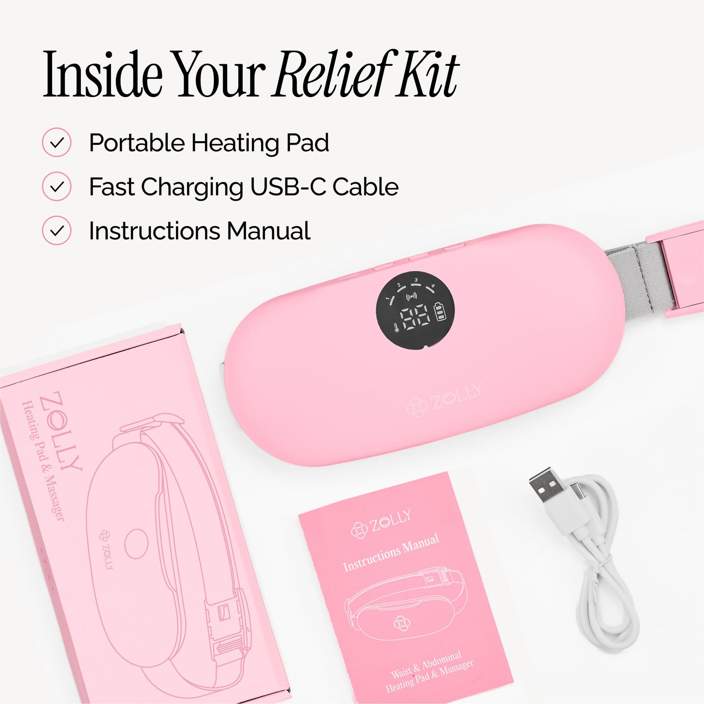An explicit presentation of the full packaging box for the Zolly imported menstrual warming pad