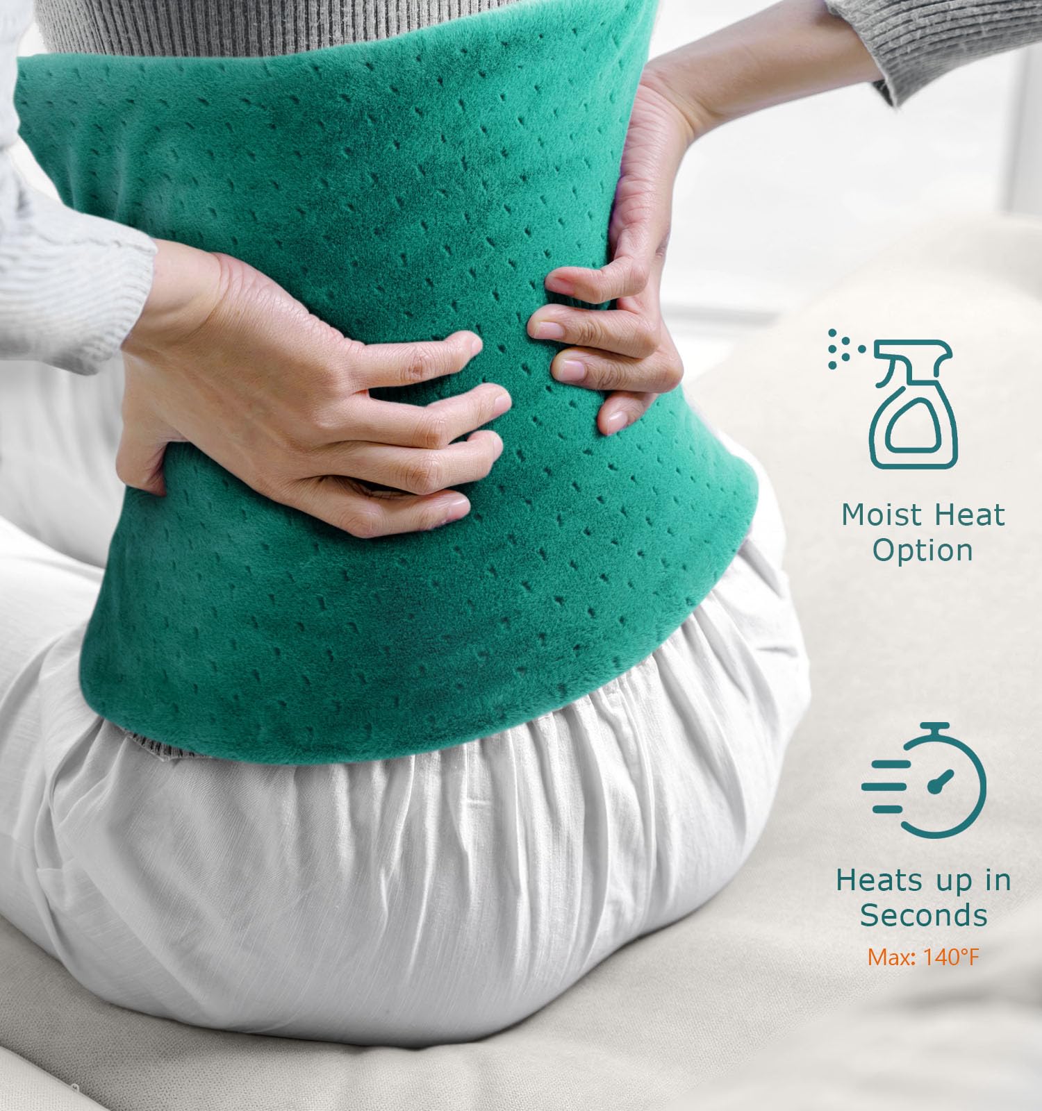 Fanatato fleece heating pad with the controller detached to show how to prepare it for the washing machine.