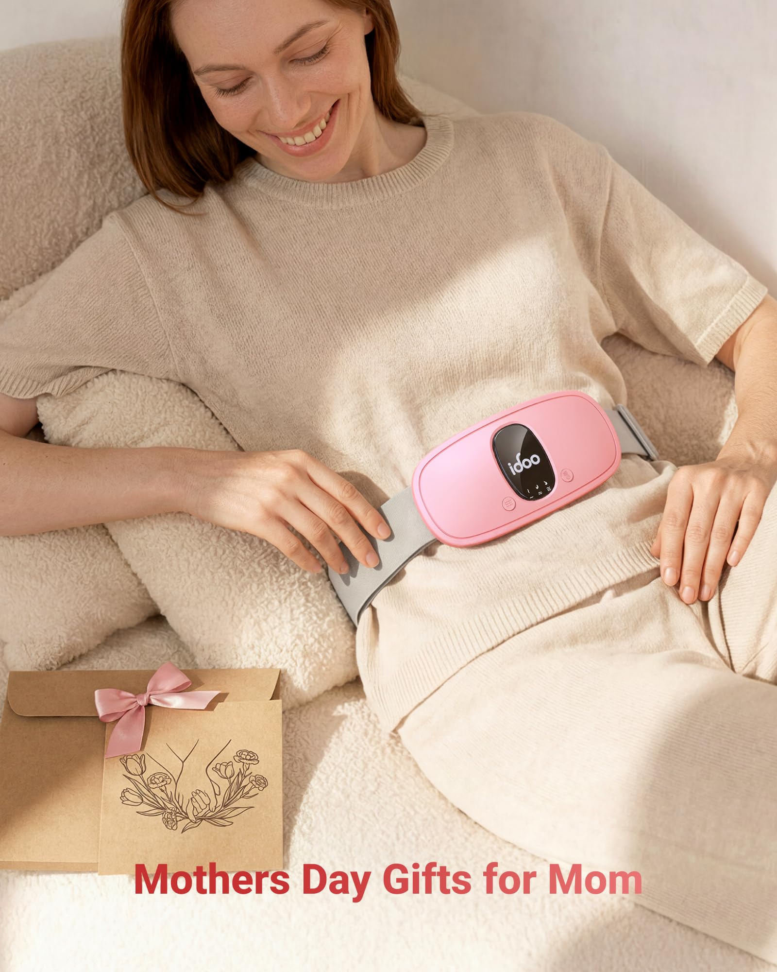 iDOO electric heat pad for menstrual cramps showing the micro USB Type C charging port location