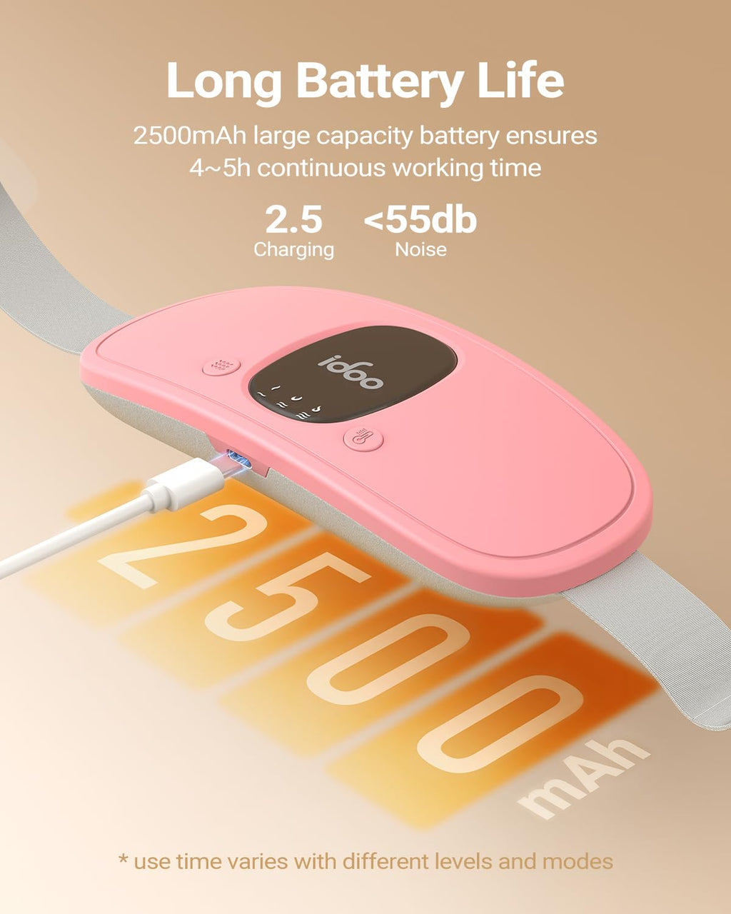 Side view demonstrating the slim profile of the wireless abdominal comfort heating belt