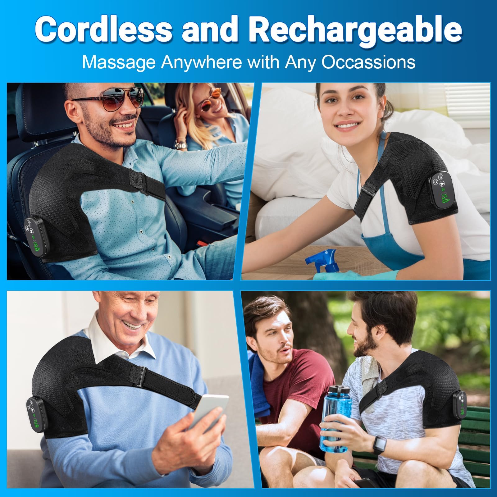 YUANBO portable thermal shoulder wrap package contents showing the device and USB-C charging cable