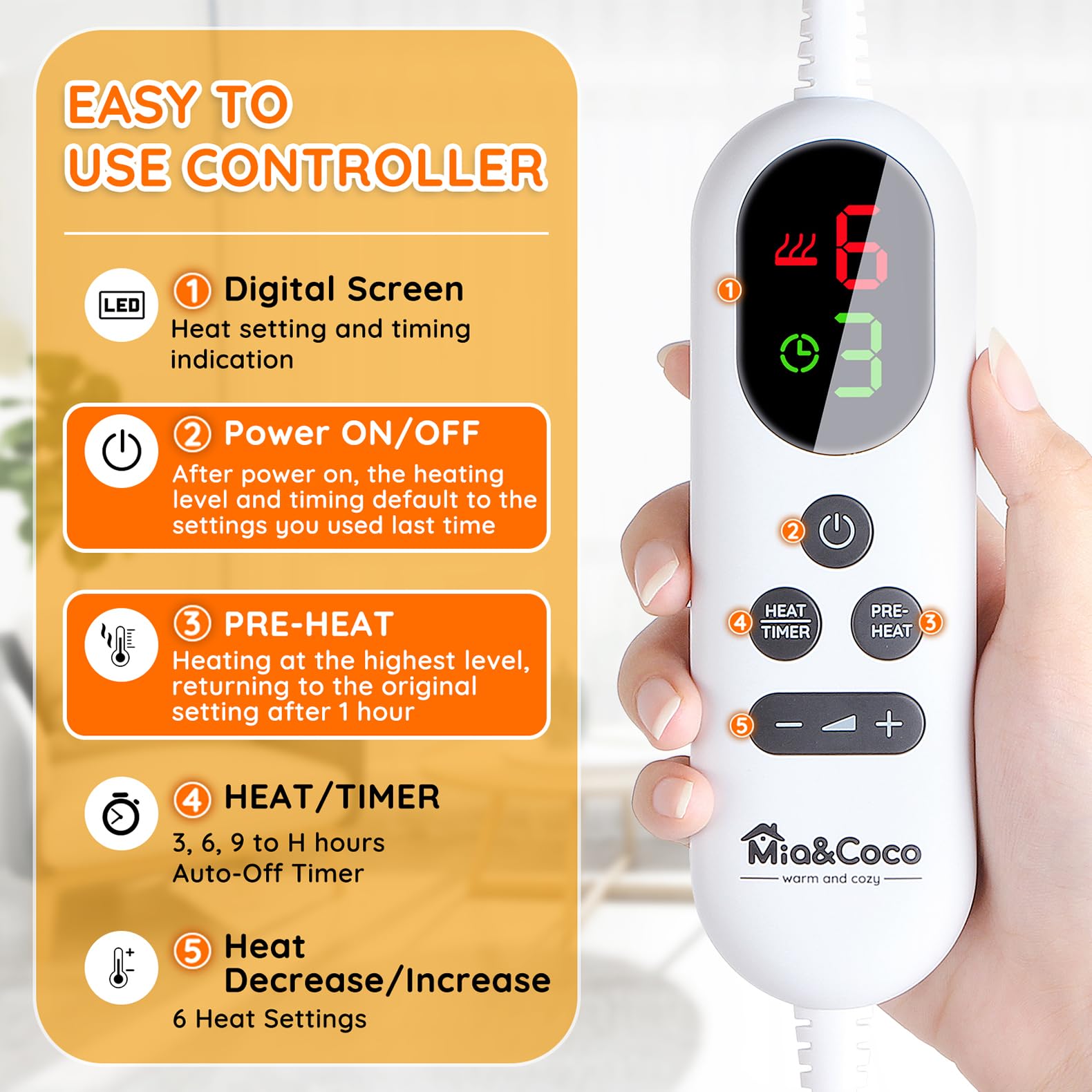 MiaAndCoco heating wrap back coverage display on a person sitting down