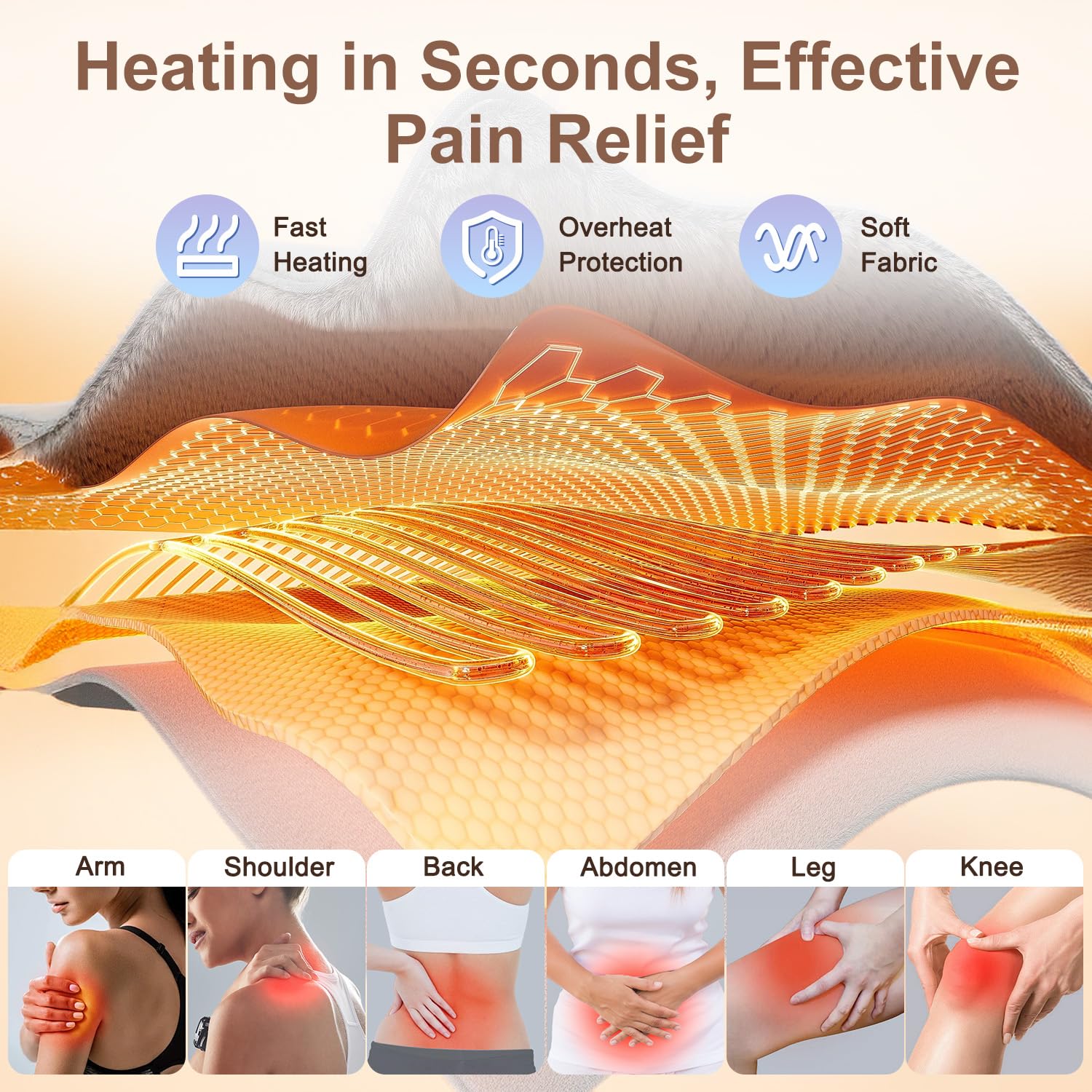 Digital remote control screen highlighting the six heat settings and four automatic timer intervals.
