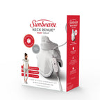 Sunbeam heating pad component breakdown showcasing the detachable power cord and plug connector.