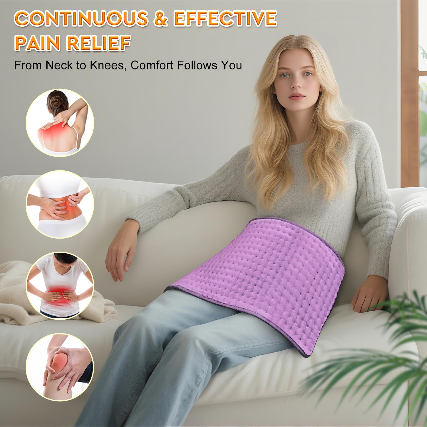 Close up view of the LANVA thermal pad highlighting the super soft plush fabric texture.