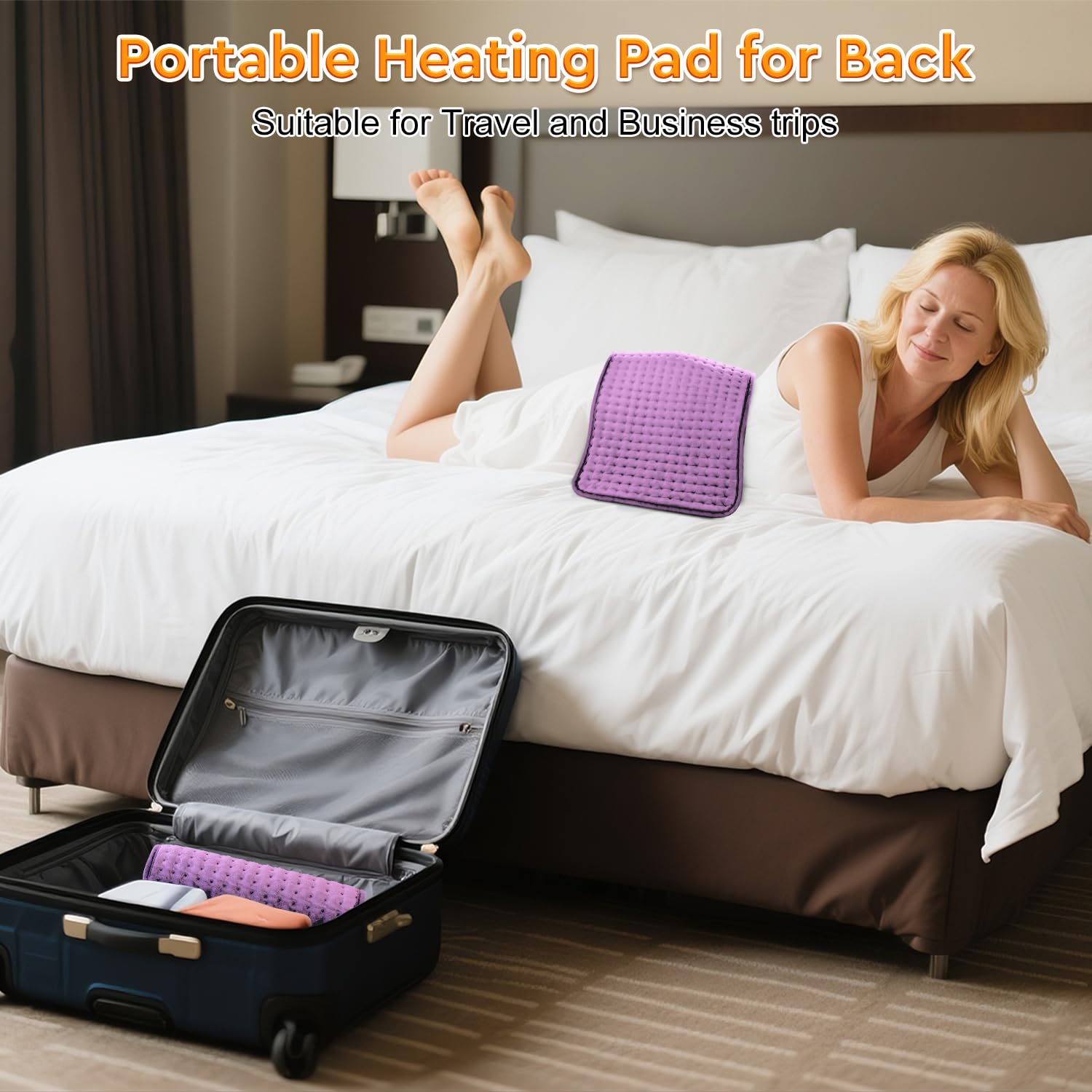 Packaging display of the authentic LANVA imported electric heating pad with user manual.