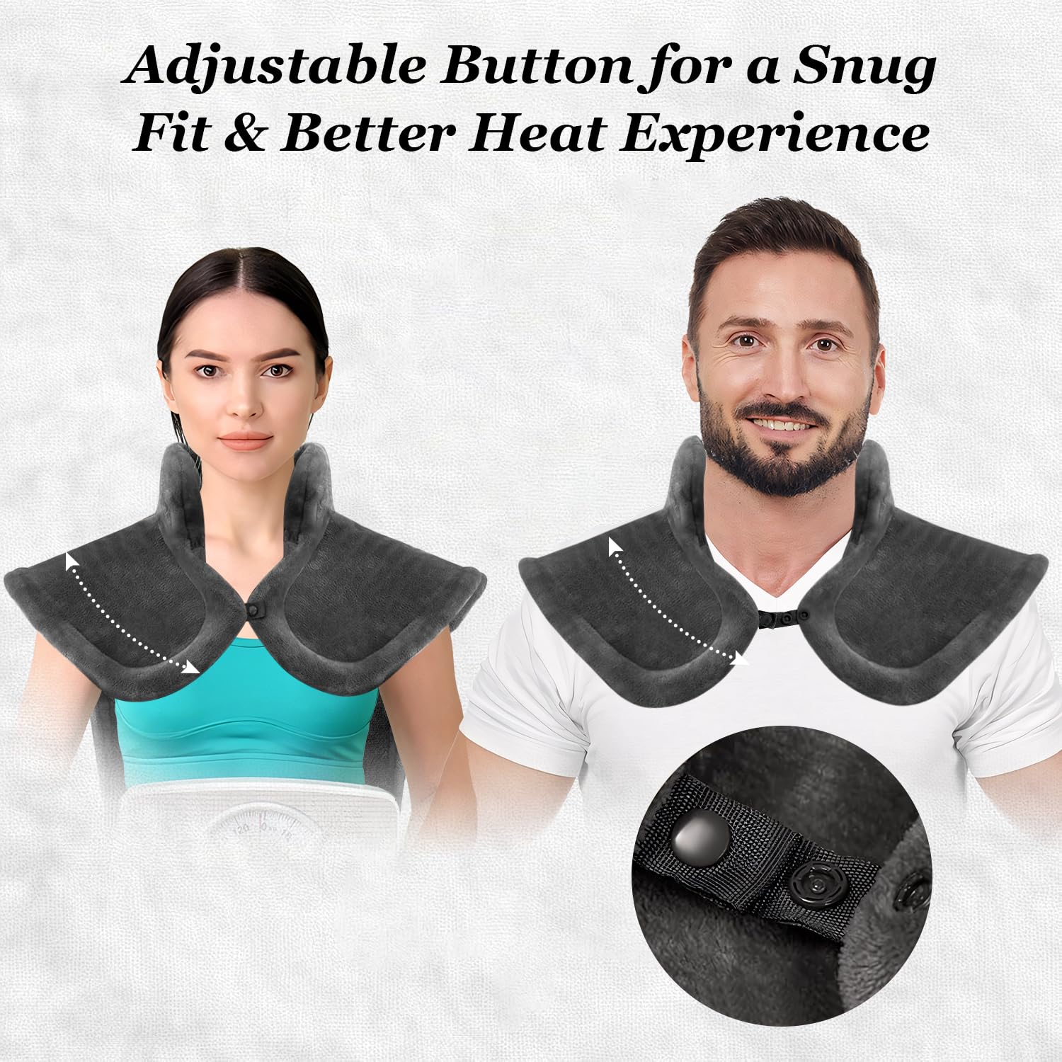 WUGE deep pain relief heating pad back view highlighting full upper body coverage