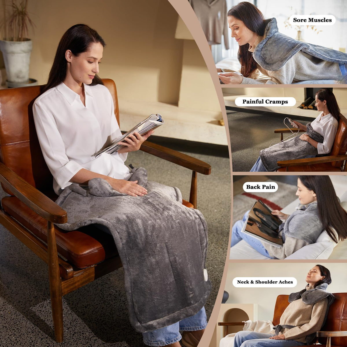 WUGE ETL certified heating pad demonstrating the premium plush flannel texture