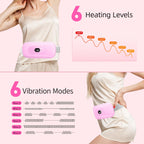 Cordless electric heat pad for period cramps showcasing the adjustable fifty-seven inch elastic waistband