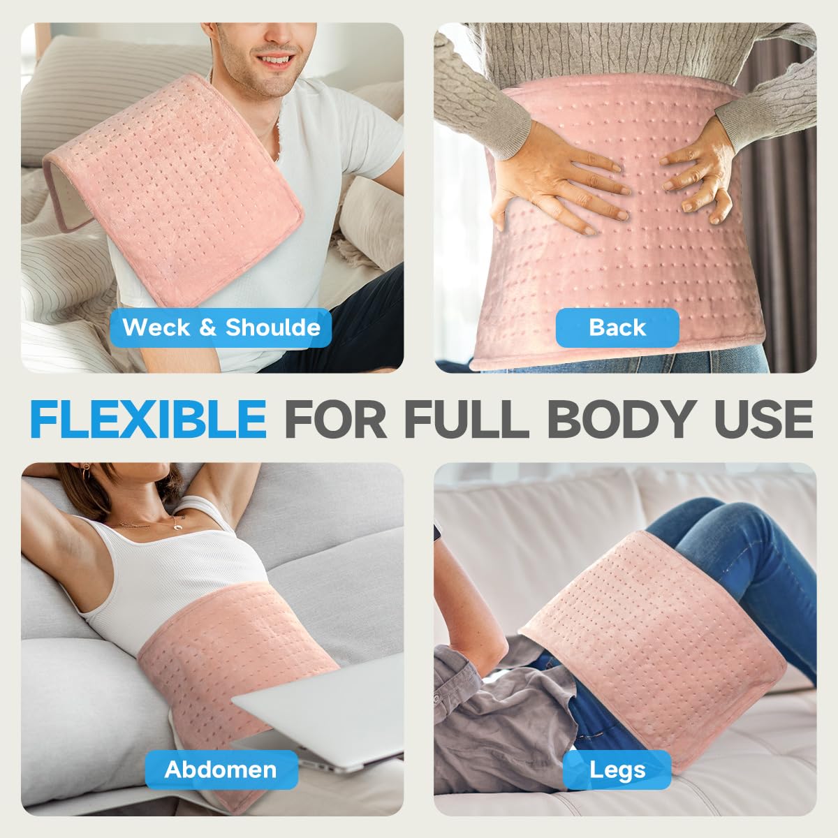 GOTCOZY electric heating pad unfolded showing twelve by twenty four inch dimensions