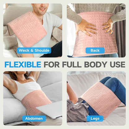 GOTCOZY electric heating pad unfolded showing twelve by twenty four inch dimensions