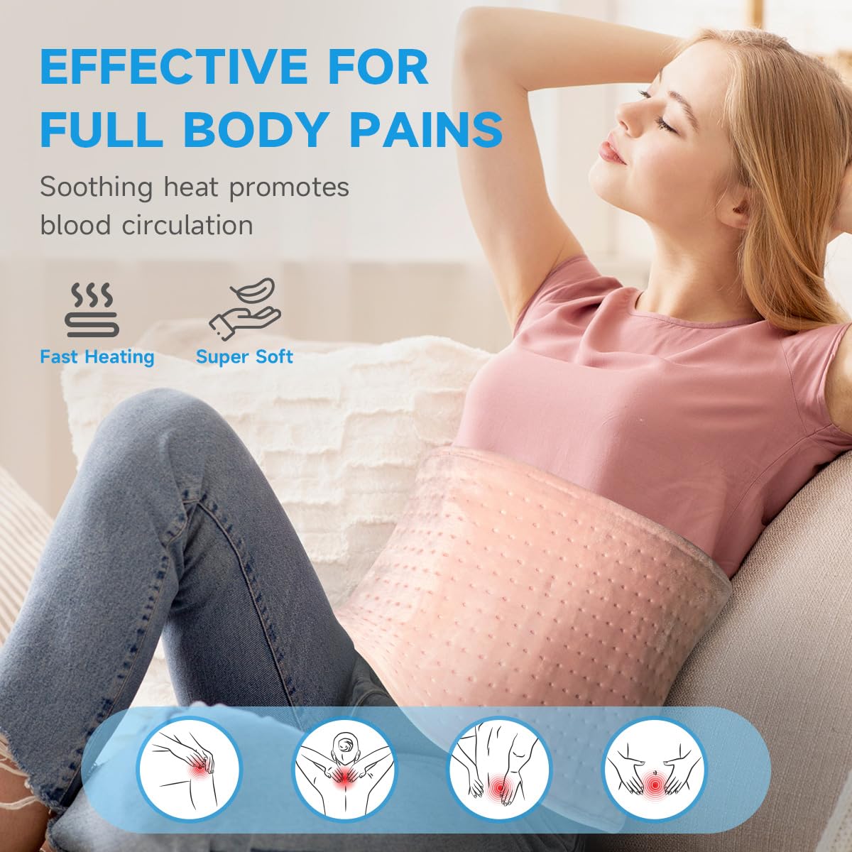 GOTCOZY heating pad digital controller displaying five adjustable heat settings