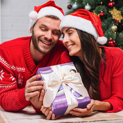 Glamigee electric heating pad packaged beautifully as a wellness gift for family and loved ones.