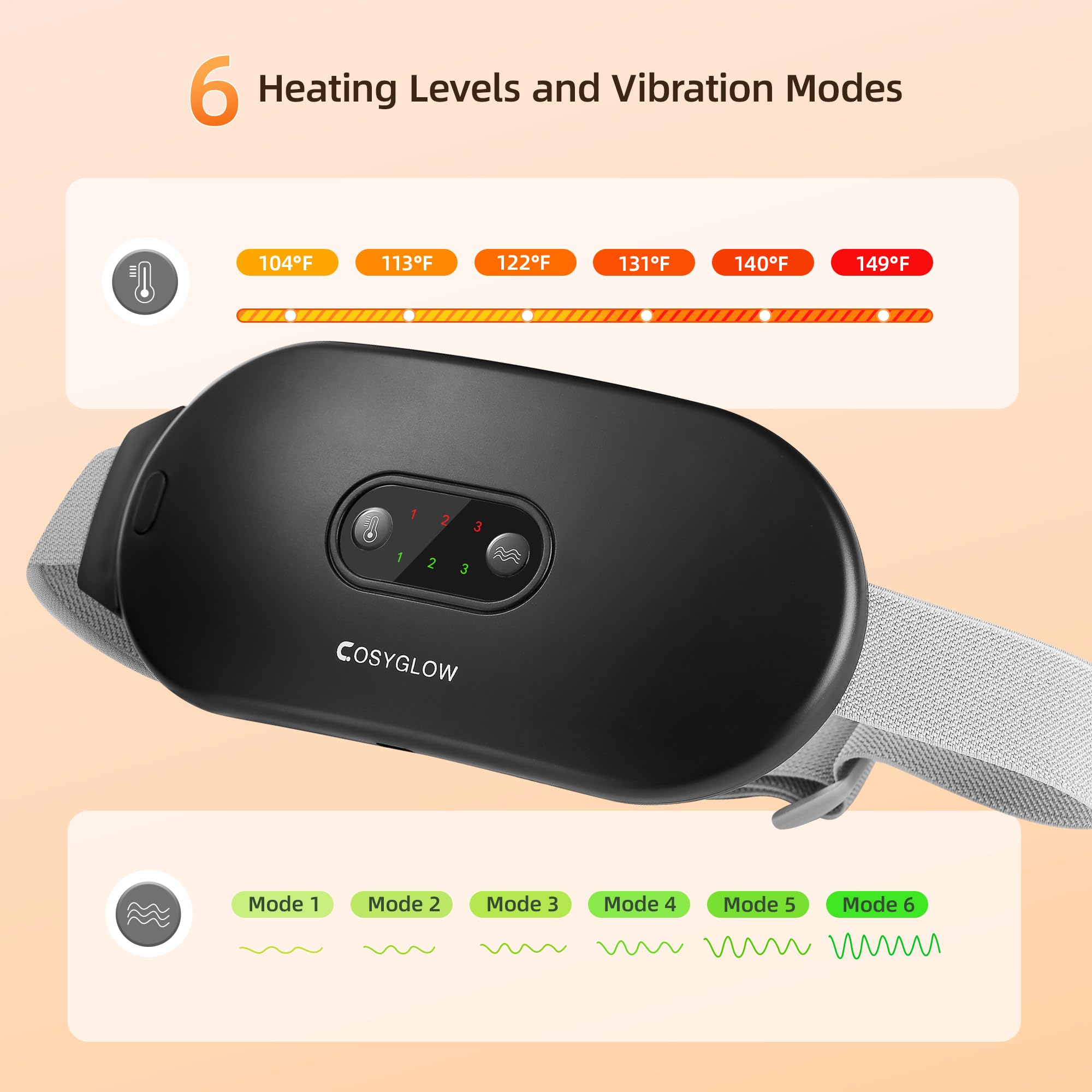 Cosyglow wearable wireless massager highlighting the soft velvet backing for comfortable skin contact.