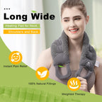 UNCN weighted hot compress neck wrap layout showcasing the two handles