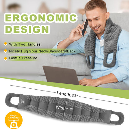 UNCN natural flaxseed filled heating pad showing its extra long dimensions