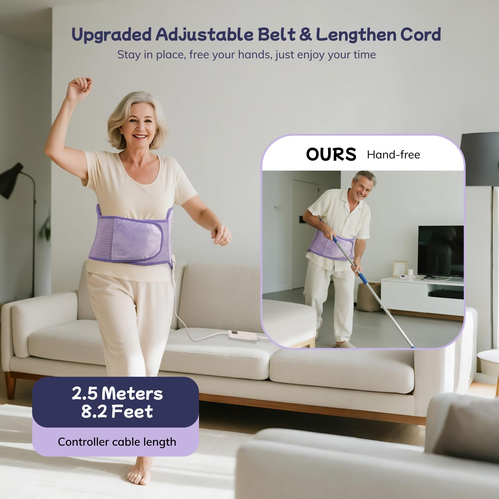 Extra large wearable heat pad laid flat displaying twelve by twenty-four inch dimensions