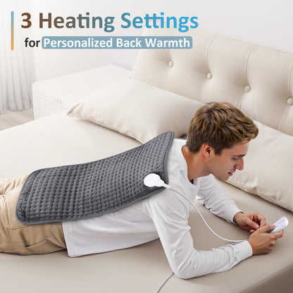 Comfytemp period cramps heating pad laid flat showing full twelve by twenty four inch dimensions