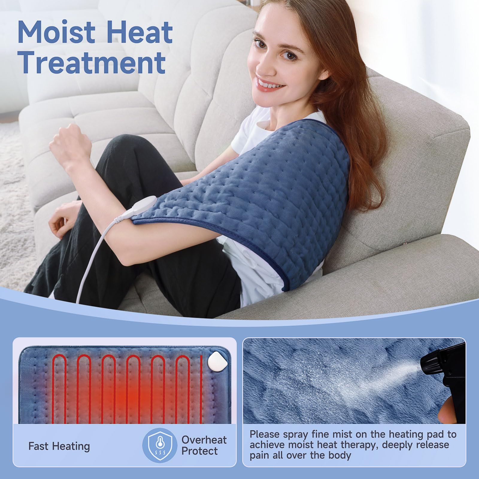 Close up view of the ultra soft plush microflannel fabric texture of the NBKLS heating mat.