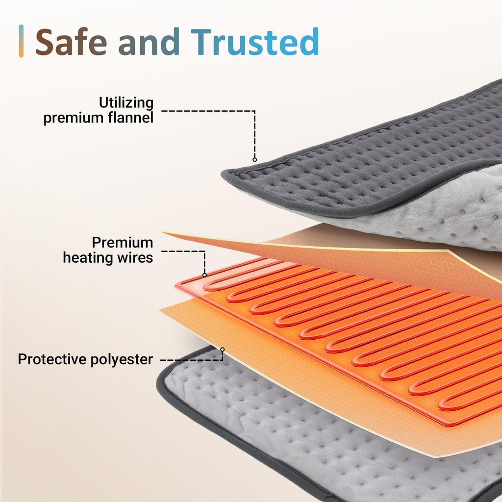 Comfytemp imported wellness heating pad showing premium packaging box and included manual