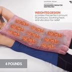 King size calming comfort heated wrap spread out highlighting the twelve by twenty-four inch dimensions