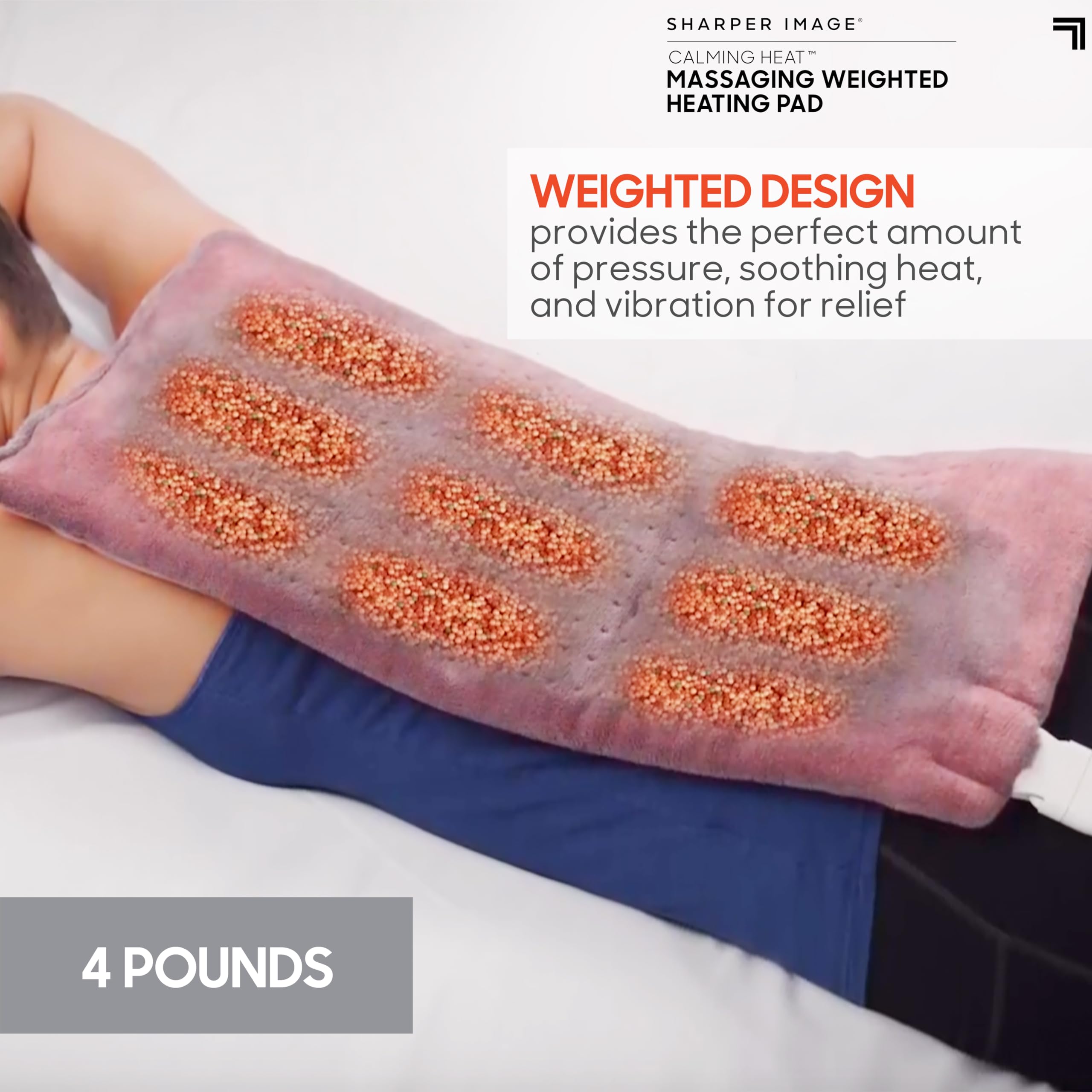 King size calming comfort heated wrap spread out highlighting the twelve by twenty-four inch dimensions